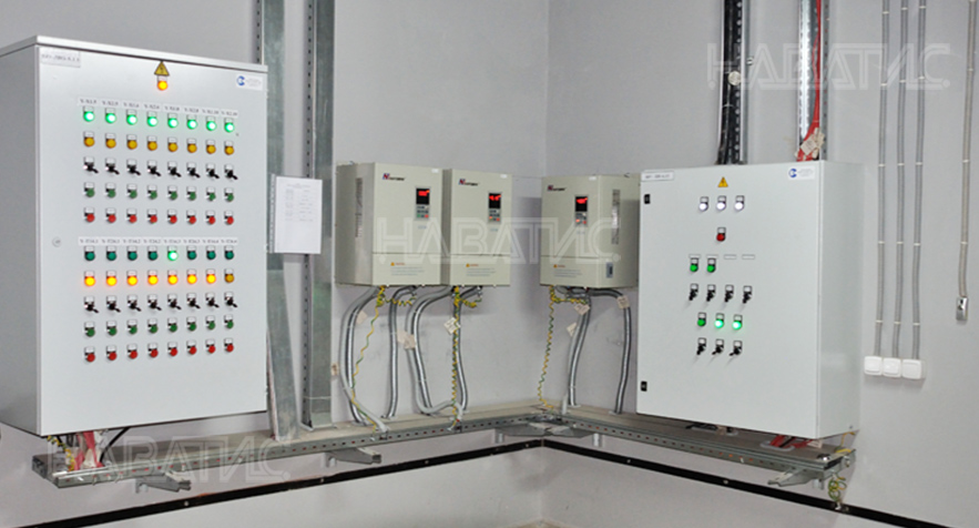 На фото выполнен монтаж шкафов автоматики на базе контроллеров 2Gi ( Segnetics) для системы холодоснабжения (насосная группа).